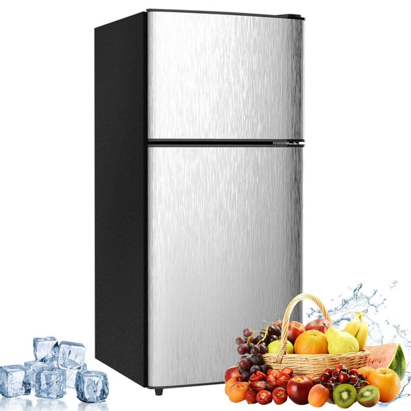 3.5 Cu.ft Mini Fridge Freezer, 2 Door Small Refrigerator, 7 Level Adjustable Thermostat Freezer Fridge for Living Room, Kitchen and Apartment, Sivelr