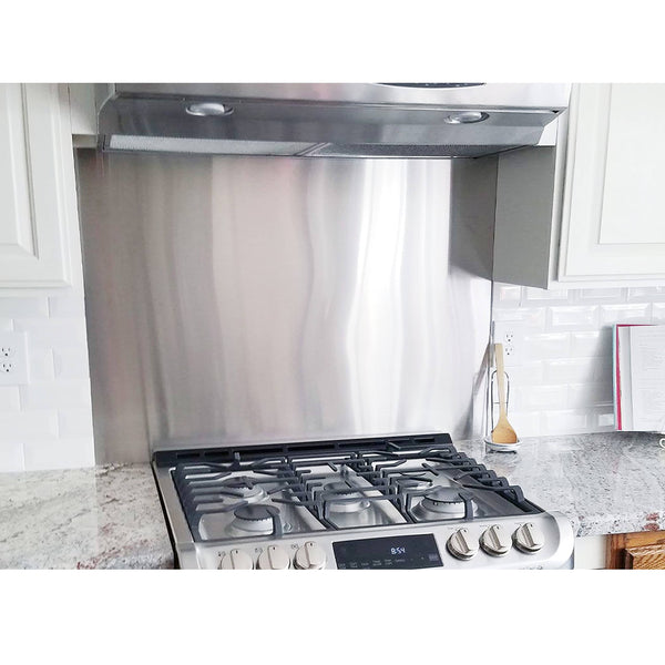Hqsgdmn 24" by 30" Stainless Steel Stove Backsplash Splatter Guard SP3604 Range Hood Backsplash Wall Shield Metal Panel, Ultra Flat Easy Clean and